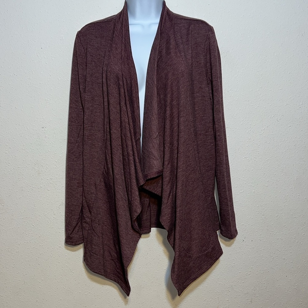 LOGO Lounge By Lori Goldstein Womens Open Front Waterfall Cardigan Size Medium